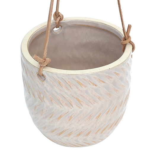 Hanging Egg Planter With Leather Rope, Drain Hole & Rubber Plug