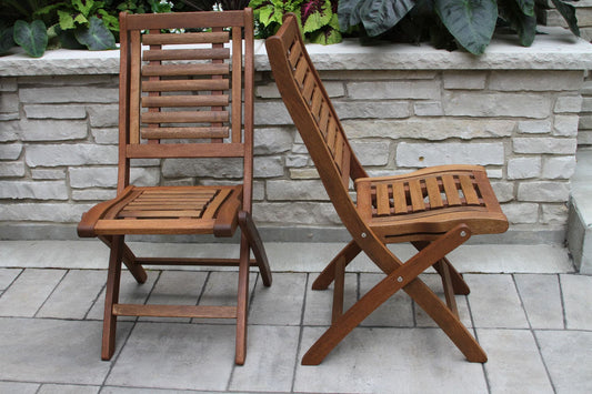 Outdoor Interiors 10040 Eucalyptus Folding Side Chair 2 Pack