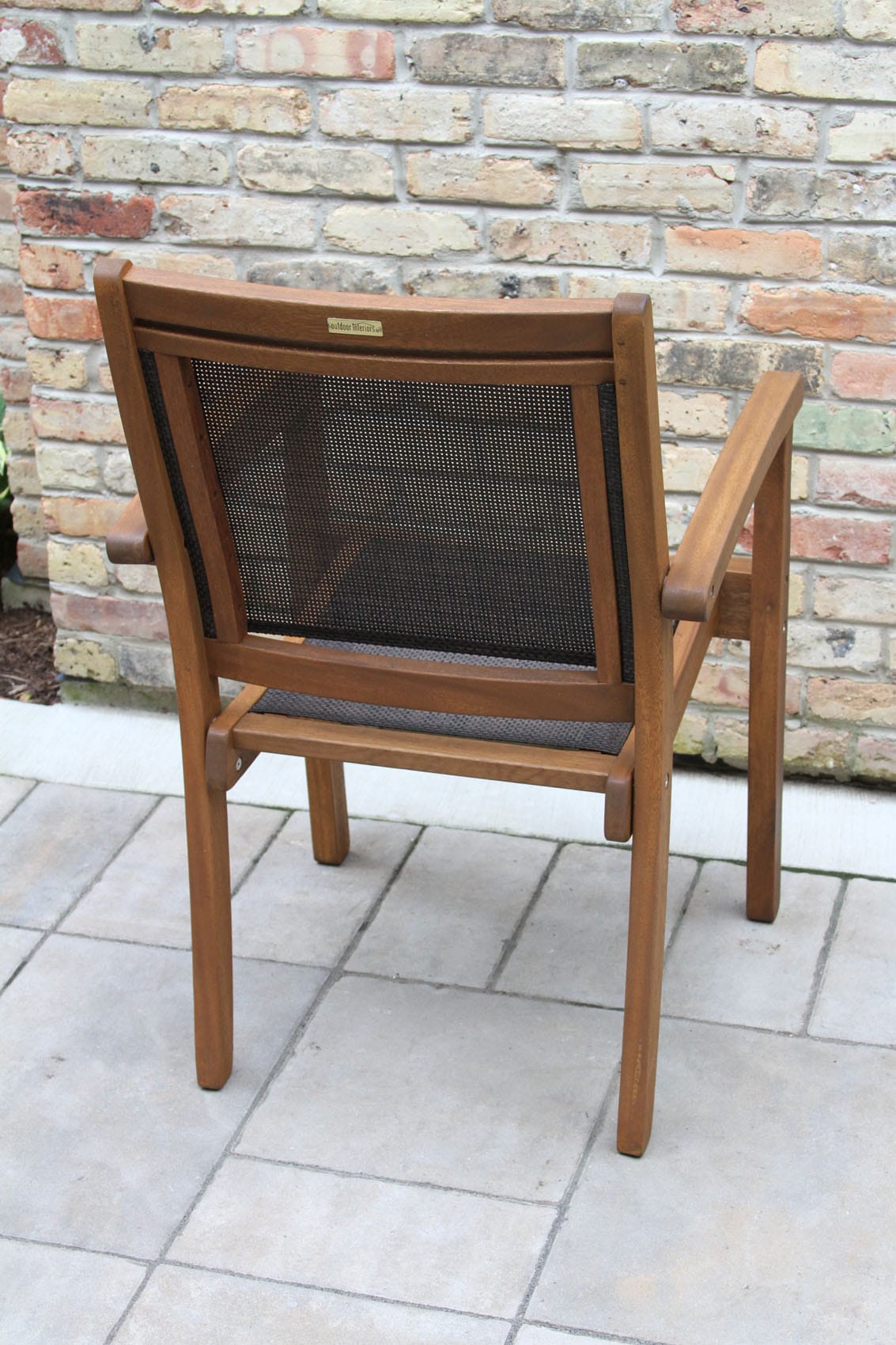 Outdoor Interiors 10555DK Eucalyptus & Brown Sling Stacking Armchair