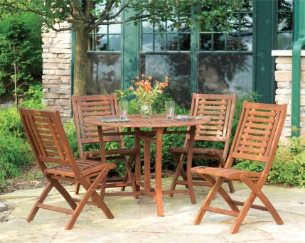 Outdoor Interiors 10020 43" Round Eucalyptus Folding Dining Table