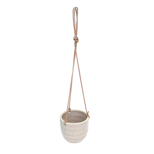 Hanging Egg Planter With Leather Rope, Drain Hole & Rubber Plug