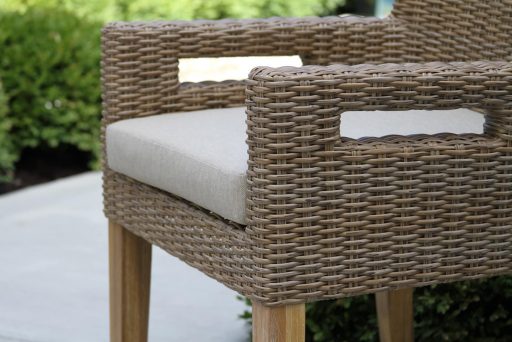 Outdoor Interiors 46520 Wheat Wicker & Eucalyptus Wash Armchair with Olefin Cushion 2 Pack