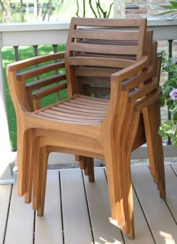 Outdoor Interiors 20420 Danish Eucalyptus Stacking Armchair 4 Pack