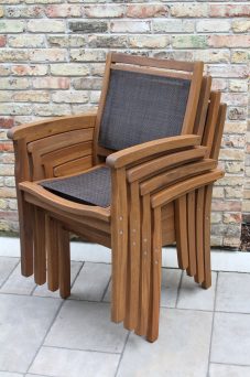 Outdoor Interiors 10555DK Eucalyptus & Brown Sling Stacking Armchair