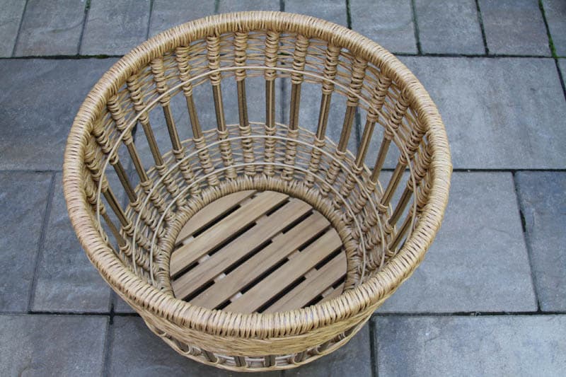 Outdoor Interiors TNA2024-BH Bohemian Teak & Wicker Lounge Chairs with TNA2048-BH Accent Storage Table 3pc Set