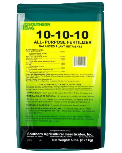 Southern Ag All Purpose Fertilizer 10-10-10, 5lb Bag